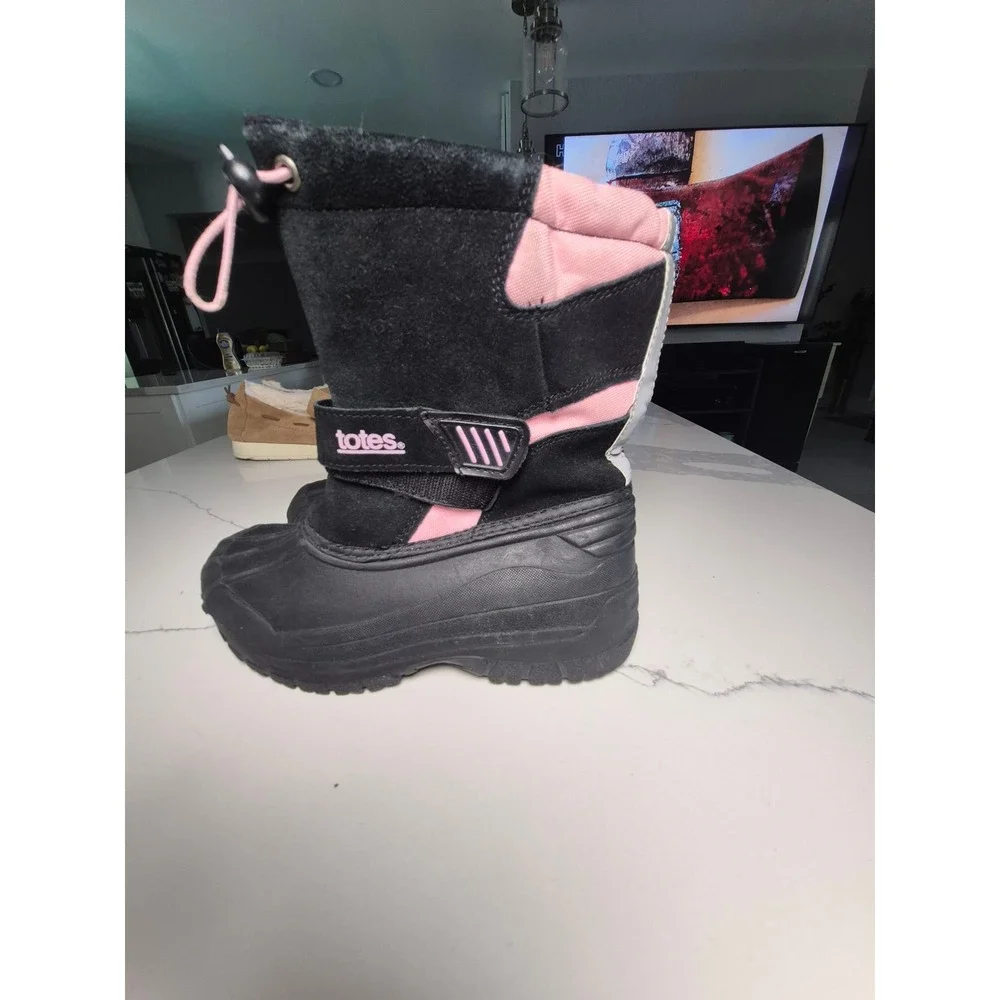Totes Girls Pac Pink Winter Snow Boots Black Pink Size 3 Med Duck Boots 134679